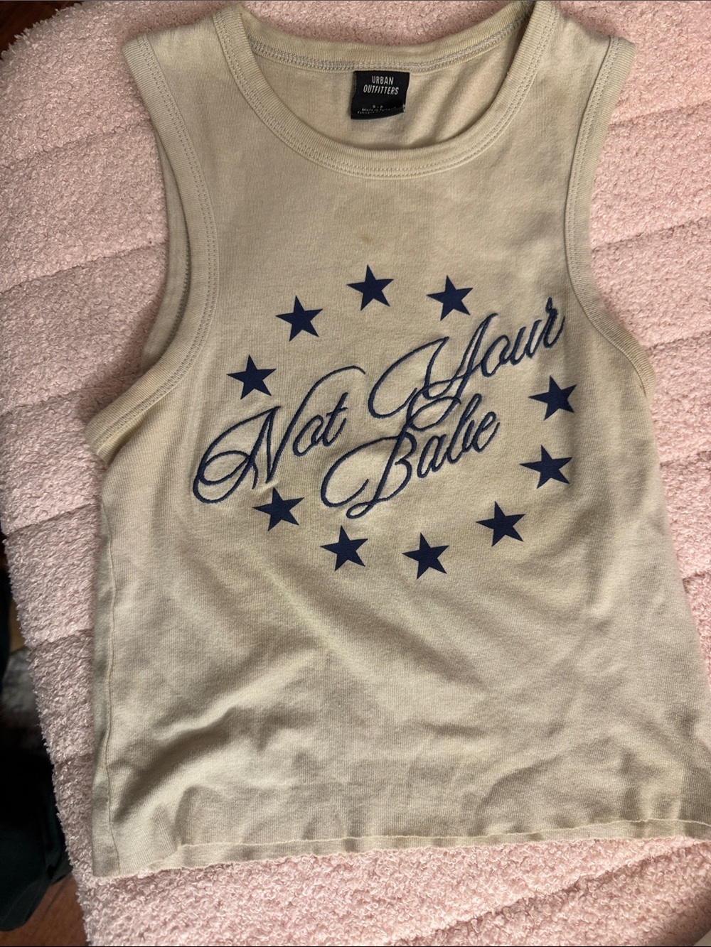 Urban Outfitters Beige Tank with Navy Star Script